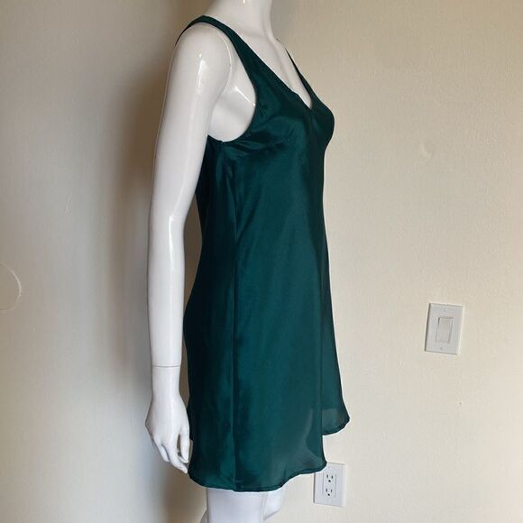 Anthropologie Ranna Gill Dark Emerald Green Satin Mini Dress Size XXS - Picture 5 of 9